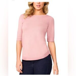 Brand New Melissa Paige Women's Ribbed Elbow-Sleeve Pink Blush Sweater, M, NWT